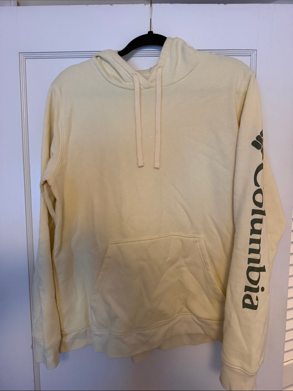Columbia Men's Cream Pullover Hoodie with Logo Sleeve